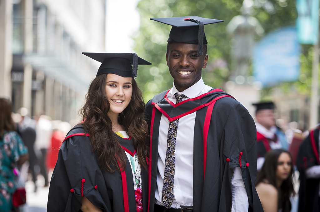 Young ccouple graduate university in Cardiff